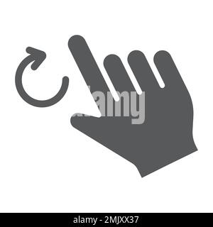 Zwei Finger drehen das Symbol der Glyphe, Geste und Hand, Drehzeichen, Vektorgrafiken, ein ausgefülltes Muster auf weißem Hintergrund, eps 10. Stock Vektor