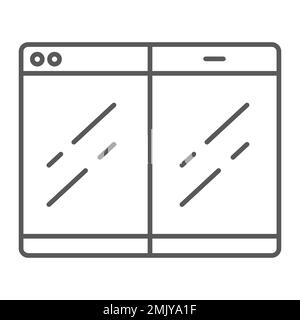 Faltbares Smartphone-Symbol mit dünnen Linien, Gadget und Kommunikation, flexibles Telefonschild, Vektorgrafiken, lineares Muster auf weißem Hintergrund, eps 10. Stock Vektor