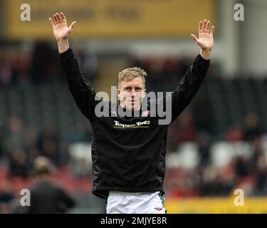 Tommy Reffell von Leicester Tigers während des Warm-up vor dem Gallagher Premiership-Spiel Leicester Tigers vs Northampton Saints in Mattioli Woods Welford Road, Leicester, Großbritannien, 28. Januar 2023 (Foto von Nick Browning/News Images) Stockfoto