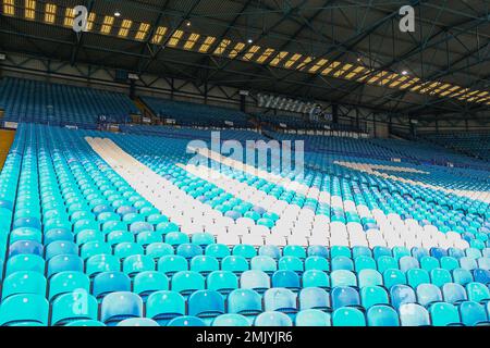 Hillsborough Stadium, Sheffield, England - 28. Januar 2023 Allgemeine Ansicht von The kop - vor dem Spiel Sheffield Wednesday V Fleetwood Town, Emirates FA Cup, 2022/23, Hillsborough Stadium, Sheffield, England - 28. Januar 2023 Kredit: Arthur Haigh/WhiteRosePhotos/Alamy Live News Stockfoto