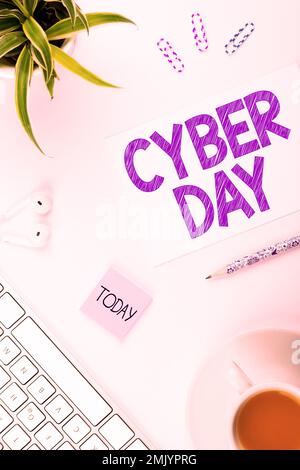 Schreiben mit Text Cyber Day. Business Approach Marketing Term für den Montag nach dem Thanksgiving in den USA Stockfoto