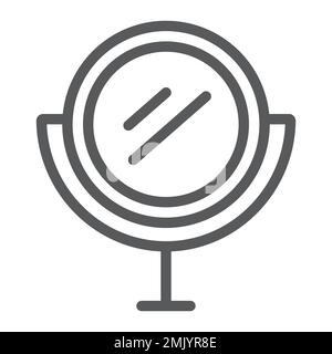 Spiegelliniensymbol, Glas und Reflexion, rundes Spiegelzeichen, Vektorgrafiken, lineares Muster auf weißem Hintergrund, eps 10. Stock Vektor