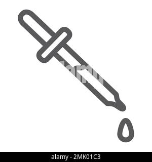 Pipettenliniensymbol, Instrument und Labor, Tropfenzeichen, Vektorgrafiken, lineares Muster auf weißem Hintergrund, eps 10. Stock Vektor