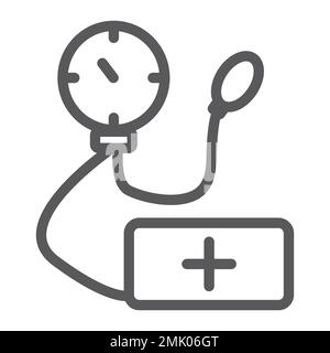 Tonometerliniensymbol, Medizin und Gesundheit, Messwerkzeug Zeichen, Vektorgrafiken, ein lineares Muster auf weißem Hintergrund, eps 10. Stock Vektor