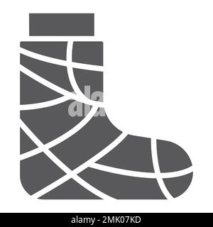 Gips-Glyphe-Symbol, Trauma und Verletzung, Fußbandage-Zeichen, Vektorgrafiken, ein solides Muster auf weißem Hintergrund, 10. Stock Vektor