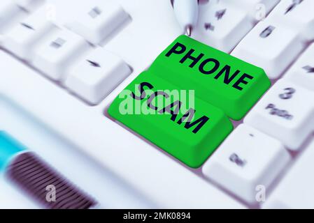 Inspiration für Telefonbetrug. Business-Showcase unerwünschte Anrufe zur Werbung für Produkte oder Dienstleistungen Telesales Stockfoto