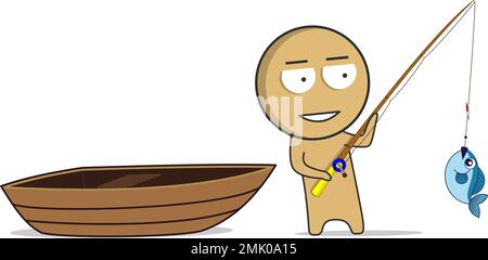 Fischer mit einer Angelrute Stock Vektor