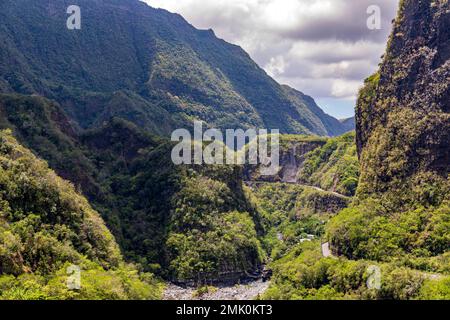 Cilaos, Reunion Island - die Straße zum cirque Stockfoto