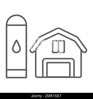 Scheune dünne Linie Symbol, Landwirtschaft und Farm, Hangarzeichen, Vektorgrafiken, ein lineares Muster auf weißem Hintergrund, 10. Stock Vektor