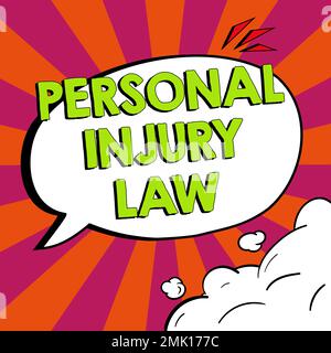 Text zum Personenverletzungsgesetz. Verletzter oder verletzter Geschäftsansatz in der Arbeitsumgebung Stockfoto