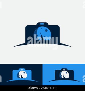 Die Vorlage für das Moon and Wolf Logo ist einfach zu erstellen und für Unternehmen im Vektorformat geeignet Stock Vektor