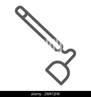 Hacke-Liniensymbol, Ausrüstung und Landwirtschaft, Werkzeugzeichen, Vektorgrafiken, ein lineares Muster auf weißem Hintergrund, eps 10. Stock Vektor
