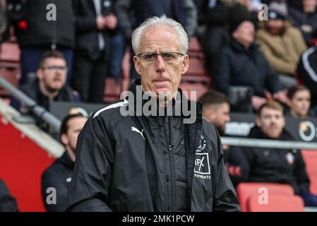 Southampton, Großbritannien. 28. Januar 2023. Mick McCarthy Manager von Blackpool während des Spiels Southampton gegen Blackpool in der vierten Runde des Emirates FA Cup im St. Mary's Stadium, Southampton, Großbritannien, 28. Januar 2023 (Foto von Mark Cosgrove/News Images) in Southampton, Großbritannien, am 1./28. Januar 2023. (Foto: Mark Cosgrove/News Images/Sipa USA) Guthaben: SIPA USA/Alamy Live News Stockfoto