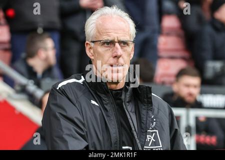 Southampton, Großbritannien. 28. Januar 2023. Mick McCarthy Manager von Blackpool während des Spiels Southampton gegen Blackpool in der vierten Runde des Emirates FA Cup im St. Mary's Stadium, Southampton, Großbritannien, 28. Januar 2023 (Foto von Mark Cosgrove/News Images) in Southampton, Großbritannien, am 1./28. Januar 2023. (Foto: Mark Cosgrove/News Images/Sipa USA) Guthaben: SIPA USA/Alamy Live News Stockfoto