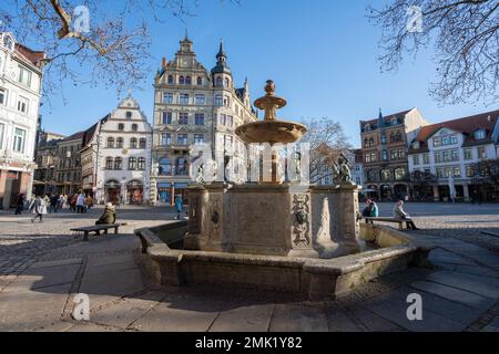Kohlmarkt-Platz und Brunnen - Braunschweig, Niedersachsen, Deutschland Stockfoto