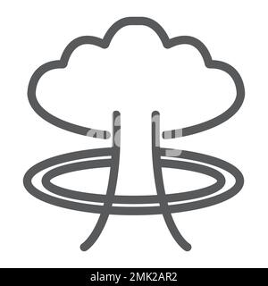 Symbol für Explosionslinie, Gefahr und Krieg, Schild für nukleare Explosion, Vektorgrafiken, ein lineares Muster auf weißem Hintergrund, 10. Stock Vektor