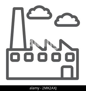 Fabriksymbol, Umgebung und Produktion, Fabrikschild, Vektorgrafiken, ein lineares Muster auf weißem Hintergrund, eps 10. Stock Vektor
