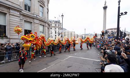 Die Silvesterparade findet im Zentrum von London statt, um das neue Jahr 2023 zu feiern. Aufnahme am 1. Januar 2023. © Belinda Jiao jiao.bili Stockfoto