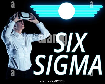 Handschriftlicher Text Six Sigma. Managementtechniken für den Geschäftsüberblick zur Verbesserung von Geschäftsprozessen Stockfoto