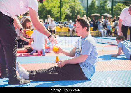 Sportveranstaltungen für behinderte Kinder Stockfoto