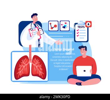 Online Pulmonologe Virologe Arzt konsultieren Patient.Diagnose Lungen, Trachea, Bronchien COVID, Pneumonie. Ultraschall, Magnetresonanztests.Inter Stockfoto