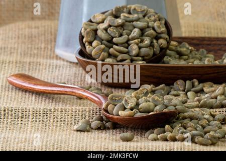 Indonesien Arabica Gayo Grüne Kaffeebohnen Stockfoto