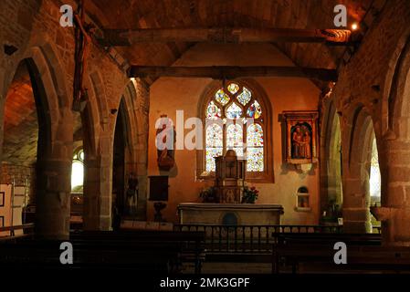 Chapelle de Notre-Dame de Tremalo, Christ jaune de Gaugin, Pont-Aven, Finistere, Bretagne, Bretagne, Frankreich, Europa Stockfoto