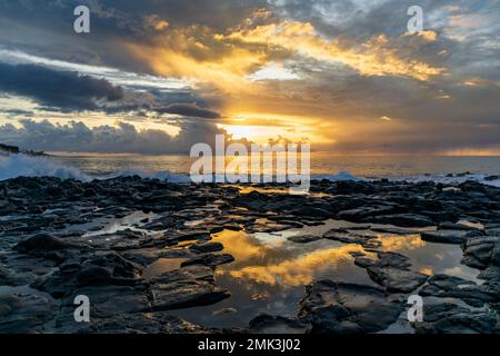 Saint-Gilles, Reunion Island - Sonnenuntergang am Boucan-Canot Stockfoto