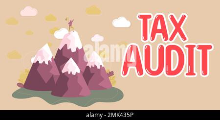 Textzeichen mit Steuerprüfung. Ein Wort, das bei der Prüfung oder Überprüfung einer Unternehmens- oder Einzelsteuererklärung verfasst wurde Stockfoto