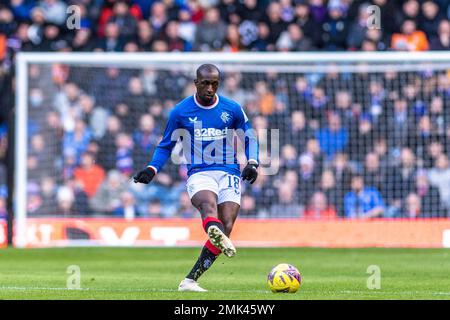 Glasgow, Großbritannien. 28. Januar 2023. Glasgow, Schottland, Januar 28. 2023: Glen Kamara of Rangers beim Cinch Premiership Match zwischen Rangers und St. Johnstone im Ibrox Stadium am 28. Januar 2023 in Glasgow, Schottland. (Richard Callis/SPP) Kredit: SPP Sport Press Photo. Alamy Live News Stockfoto