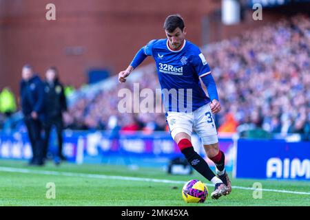 Glasgow, Großbritannien. 28. Januar 2023. Glasgow, Schottland, Januar 28. 2023: Borna Barisic of Rangers während des Cinch Premiership Match zwischen Rangers und St. Johnstone im Ibrox Stadium am 28. Januar 2023 in Glasgow, Schottland. (Richard Callis/SPP) Kredit: SPP Sport Press Photo. Alamy Live News Stockfoto