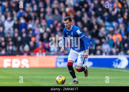 Glasgow, Großbritannien. 28. Januar 2023. Glasgow, Schottland, Januar 28. 2023: Borna Barisic of Rangers während des Cinch Premiership Match zwischen Rangers und St. Johnstone im Ibrox Stadium am 28. Januar 2023 in Glasgow, Schottland. (Richard Callis/SPP) Kredit: SPP Sport Press Photo. Alamy Live News Stockfoto