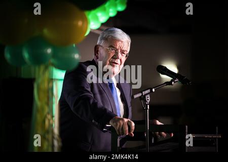 DEN HAAG - Bürgermeister Jan van Zanen anlässlich des 10. Jahrestags der Haager politischen Partei Hart voor Den Haag/Groep de Mos. Gleichzeitig ist ein Verfahren gegen den ehemaligen Stadtrat in Den Haag, Richard de Mos, anhängig, der der offiziellen Korruption verdächtigt wird. ANP RAMON VAN FLYMEN niederlande raus - belgien raus Stockfoto