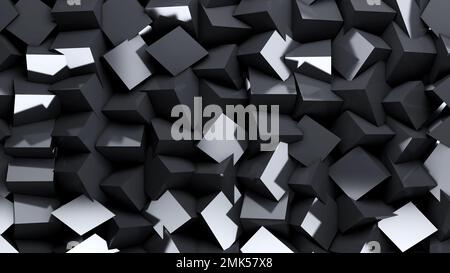 3D Würfel in Abstract Black Hintergrund Moderne futuristische Optik 3D Illustration Stockfoto