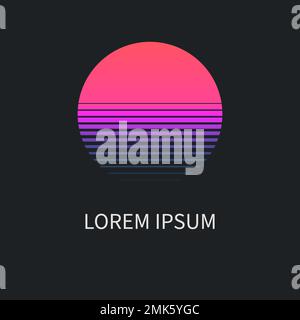 Logo von Sonne und Meer, Symbol für Sonnenuntergang, Reiseschild. Ocean Gradient Konzept, geometrisches Logo, Landschaftssymbol Stock Vektor