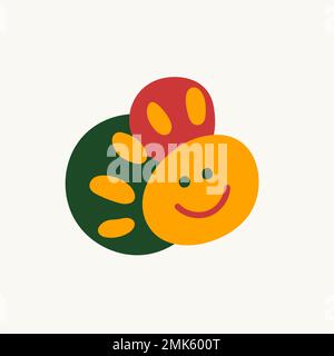 Flache gelbe Sonne, Baby-Logo. Sonnensymbol Stock Vektor