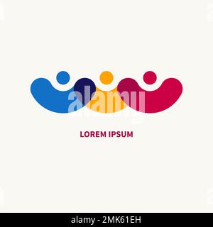 Menschen in einer Kette verbunden, Firmenlogo. Gruppenzusammengehörigkeit, Teamwork Vektor abstraktes Symbol, Logo Stock Vektor