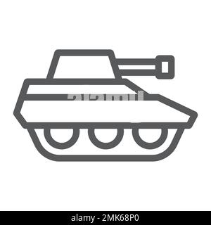 Militärpanzerlinie, Krieg und Armee, Fahrzeugzeichen, Vektorgrafiken, ein lineares Muster auf weißem Hintergrund, 10. Stock Vektor