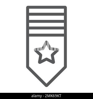 Rang Schulterliniensymbol, Abzeichen und Armee, Epaulettenzeichen, Vektorgrafiken, ein lineares Muster auf weißem Hintergrund, Stufen 10. Stock Vektor