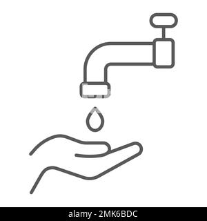 Islamisches wudu dünnes Liniensymbol, arabisch und Gebet, Handwaschzeichen, Vektorgrafiken, lineares Muster auf weißem Hintergrund, 10. Stock Vektor