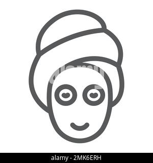 Schönheitsmasken-Liniensymbol, Haut und Schönheit, Gesichtspflegezeichen, Vektorgrafiken, ein lineares Muster auf weißem Hintergrund, eps 10. Stock Vektor