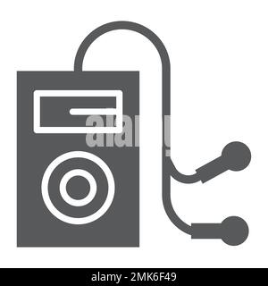 Symbol für MP3-Player-Glyphe, Audio und Ton, Musik-Player-Zeichen, Vektorgrafiken, ein ausgefülltes Muster auf weißem Hintergrund, eps 10. Stock Vektor