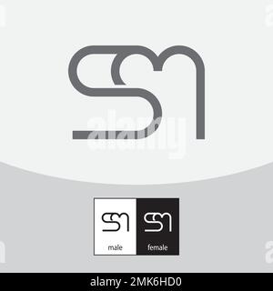 Logo mit S- und M-Buchstaben. Grau. - Vektor. Vektordarstellung Stock Vektor