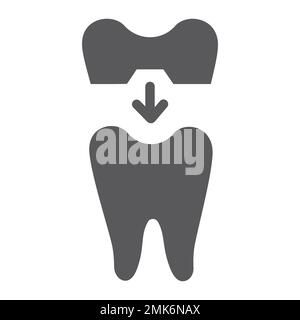 Zahnkronensymbol, Zähne und Zahnheilkunde, Zahnzeichen, Vektorgrafiken, ein solides Muster auf weißem Hintergrund, 10. Stock Vektor