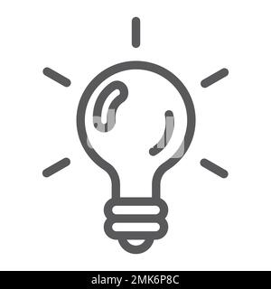 Symbol für Glühbirnenlinie, Spiel und Idee, Smart-Zeichen, Vektorgrafiken, ein durchgehendes Muster auf weißem Hintergrund. Stock Vektor