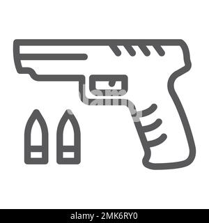 Shooter-Game-Line-Symbol, Spiel und Spiel, Waffenzeichen, Vektorgrafiken, ein lineares Muster auf weißem Hintergrund, Stufen 10. Stock Vektor