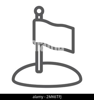 Flaggenliniensymbol, Spiel und Zeiger, Flaggenschild, Vektorgrafiken, ein lineares Muster auf weißem Hintergrund, eps 10. Stock Vektor