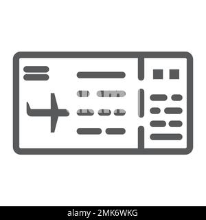 Ticket-Symbol, Pass und Tourismus, Flugticket-Schild, Vektorgrafiken, ein lineares Muster auf weißem Hintergrund, eps 10. Stock Vektor