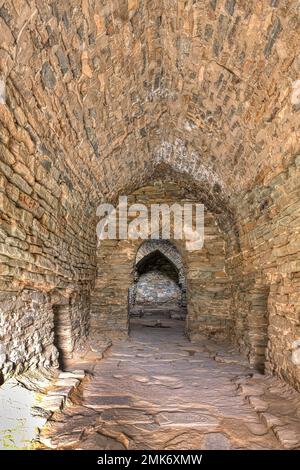 Caravanserai aus dem 15. Jahrhundert von Tash Rabat, Innenraum, Naryn Region, Kirgisistan Stockfoto