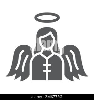 Angel Glyphe Symbol, Religion und Himmel, Zeichen, Vektorgrafiken, ein durchgehendes Muster auf weißem Hintergrund, 10. Stock Vektor